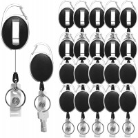Retractable Badge Holder with Clip & Carabiner - 20 count Retractable Badge Holder with Clip & Carabiner - 20 count